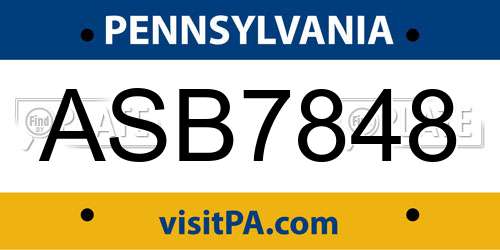 ASB7848 Pennsylvania License Plate