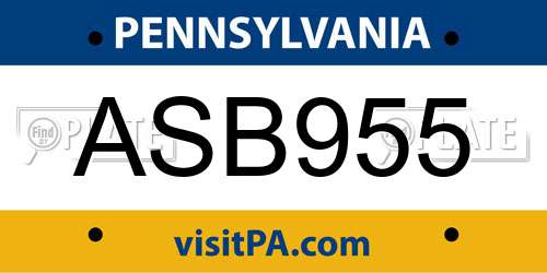 ASB955 Pennsylvania License Plate