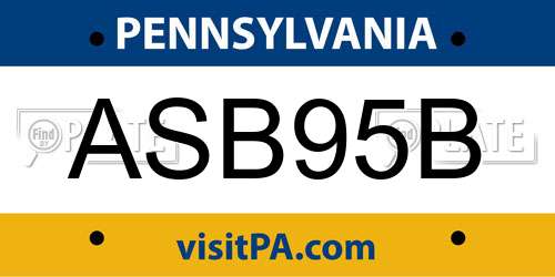 ASB95B Pennsylvania License Plate