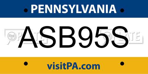 ASB95S Pennsylvania License Plate
