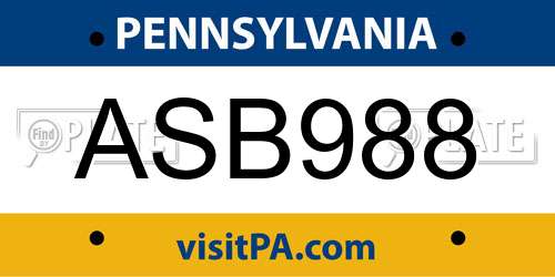 ASB988 Pennsylvania License Plate