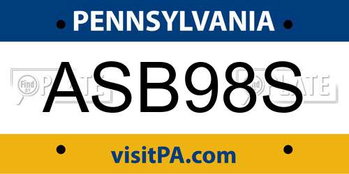 ASB98S Pennsylvania License Plate