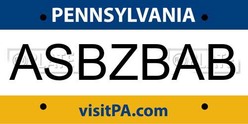 ASBZBAB Pennsylvania License Plate