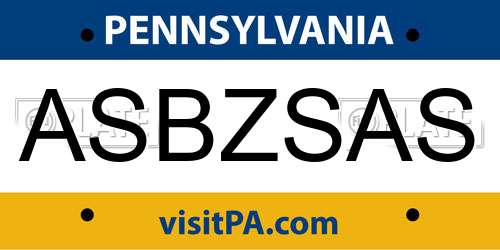 ASBZSAS Pennsylvania License Plate