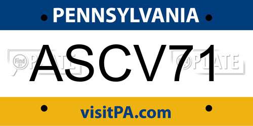 ASCV71 Pennsylvania License Plate