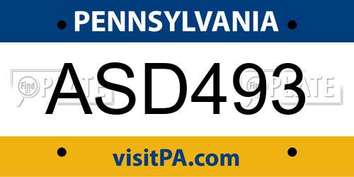 ASD493 Pennsylvania License Plate
