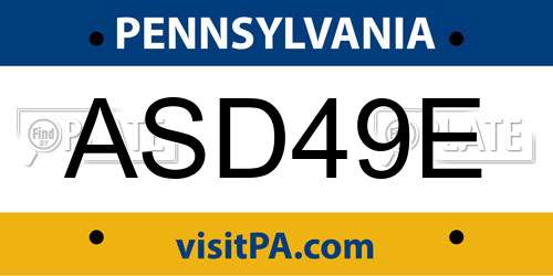 ASD49E Pennsylvania License Plate