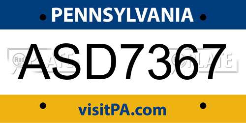 ASD7367 Pennsylvania License Plate
