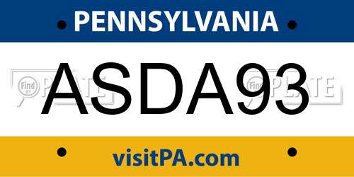 ASDA93 Pennsylvania License Plate
