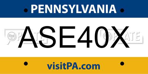ASE40X Pennsylvania License Plate