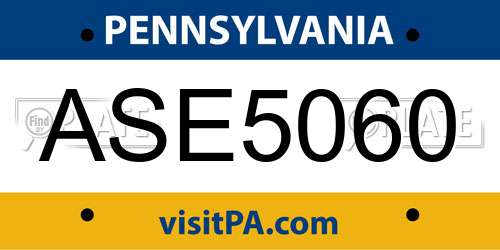 ASE5060 Pennsylvania License Plate