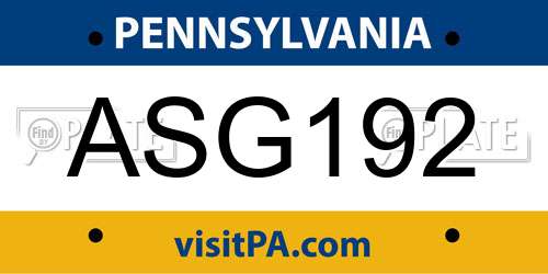 ASG192 Pennsylvania License Plate