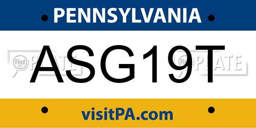 ASG19T Pennsylvania License Plate