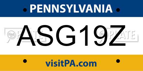 ASG19Z Pennsylvania License Plate
