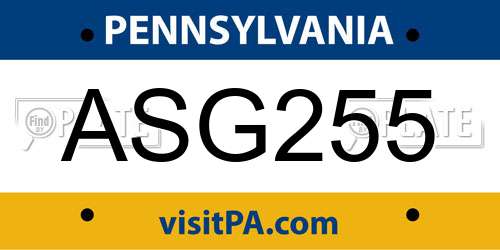 ASG255 Pennsylvania License Plate