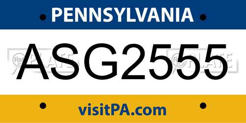 ASG2555 Pennsylvania License Plate