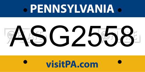 ASG2558 Pennsylvania License Plate
