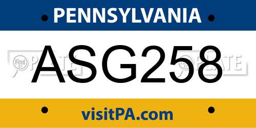 ASG258 Pennsylvania License Plate