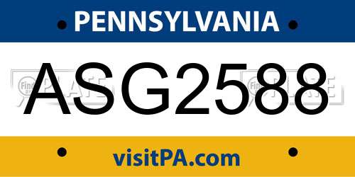 ASG2588 Pennsylvania License Plate