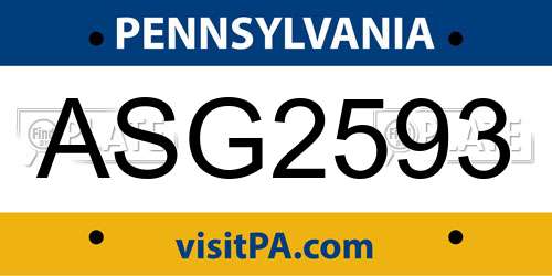 ASG2593 Pennsylvania License Plate