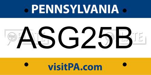 ASG25B Pennsylvania License Plate