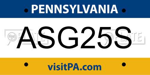 ASG25S Pennsylvania License Plate