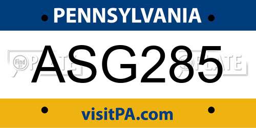 ASG285 Pennsylvania License Plate