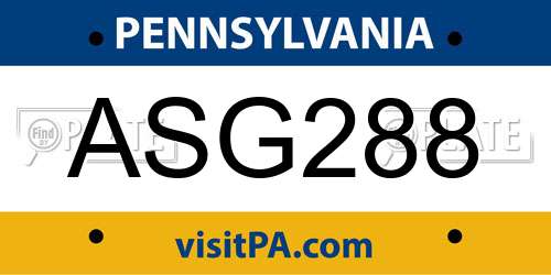 ASG288 Pennsylvania License Plate