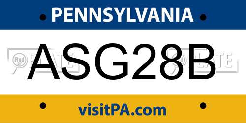 ASG28B Pennsylvania License Plate