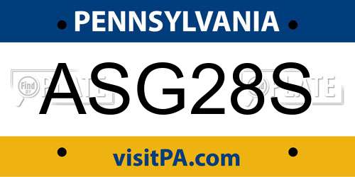 ASG28S Pennsylvania License Plate