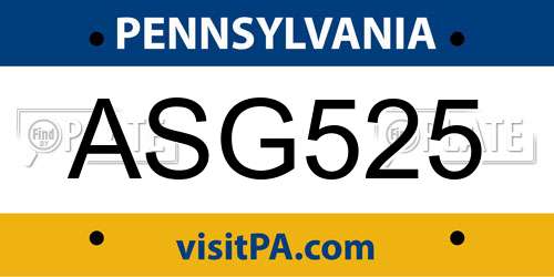 ASG525 Pennsylvania License Plate