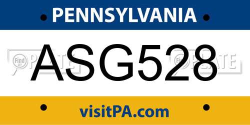 ASG528 Pennsylvania License Plate