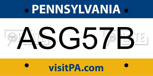 ASG57B Pennsylvania License Plate