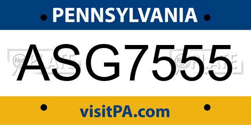 ASG7555 Pennsylvania License Plate