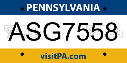 ASG7558 Pennsylvania License Plate