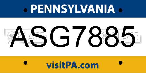 ASG7885 Pennsylvania License Plate