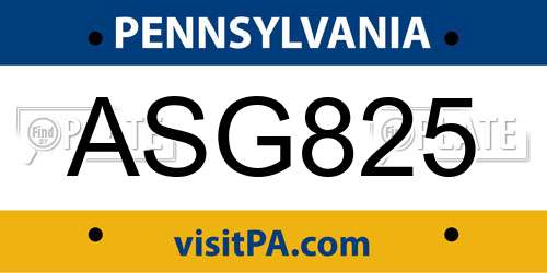 ASG825 Pennsylvania License Plate