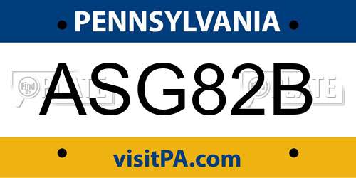 ASG82B Pennsylvania License Plate