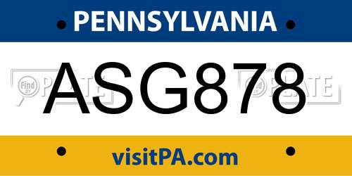 ASG878 Pennsylvania License Plate