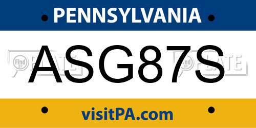 ASG87S Pennsylvania License Plate
