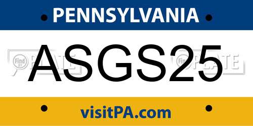 ASGS25 Pennsylvania License Plate