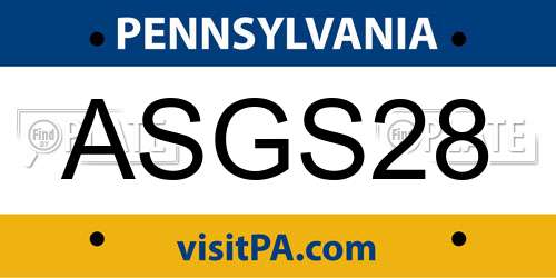 ASGS28 Pennsylvania License Plate
