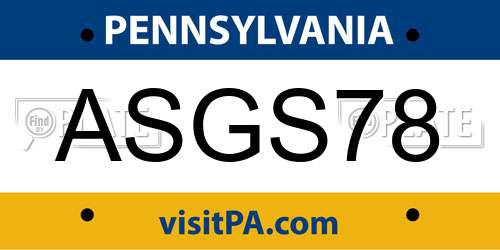 ASGS78 Pennsylvania License Plate
