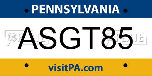 ASGT85 Pennsylvania License Plate