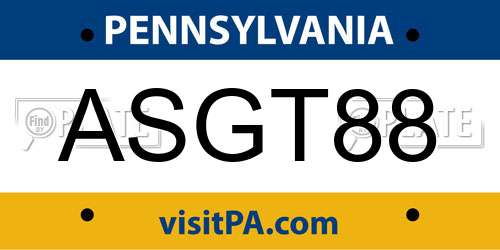 ASGT88 Pennsylvania License Plate