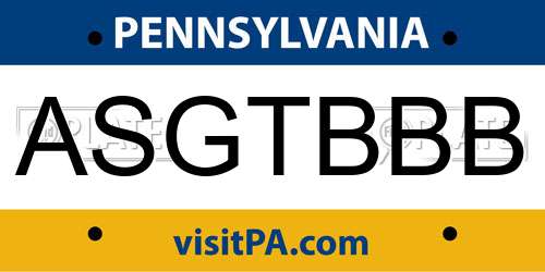 ASGTBBB Pennsylvania License Plate