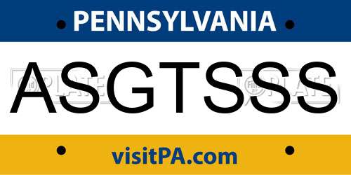 ASGTSSS Pennsylvania License Plate
