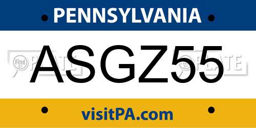 ASGZ55 Pennsylvania License Plate