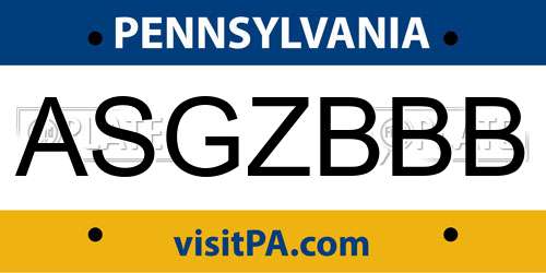ASGZBBB Pennsylvania License Plate