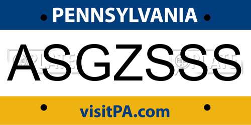 ASGZSSS Pennsylvania License Plate